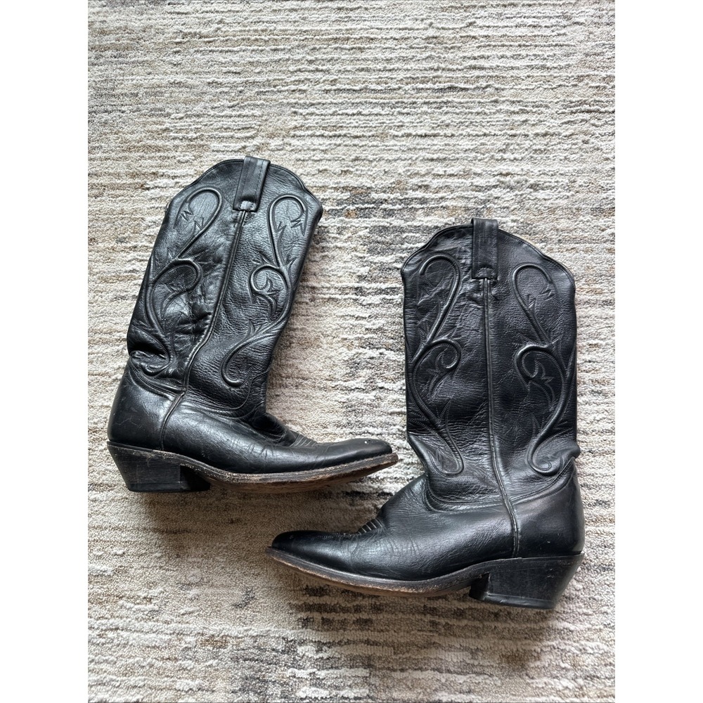 Dan Post Boots Mens Size 7.5 US Black Leather Milwaukee Cowboy Western DP 3210 R